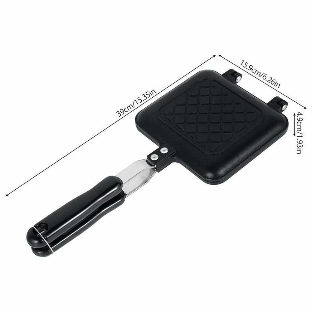 Toastie Maker Double Side Bread Frying Pan Non Stick Stovetop Sandwich Maker Machine With Heat Handles Multiple Purposes Sandwich Camping Toaster For Stov for Home & Kitchen Black
