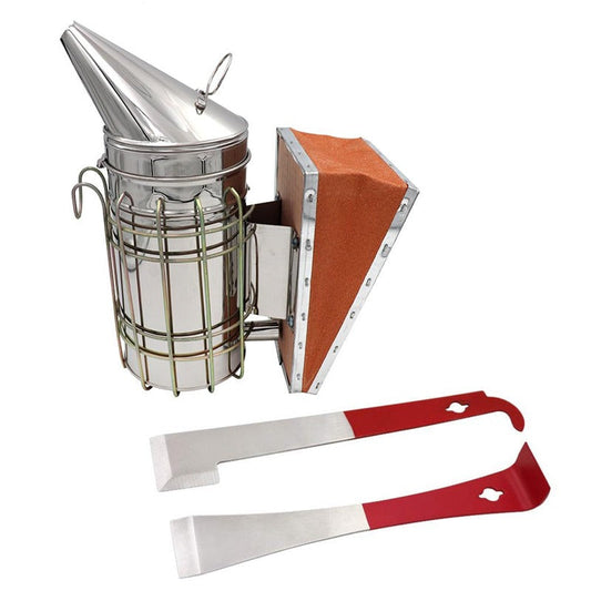 Beekeeping Tools Kit 3-Piece for Beekeeper Bee Hive Smoker J-Hook Hive Tools