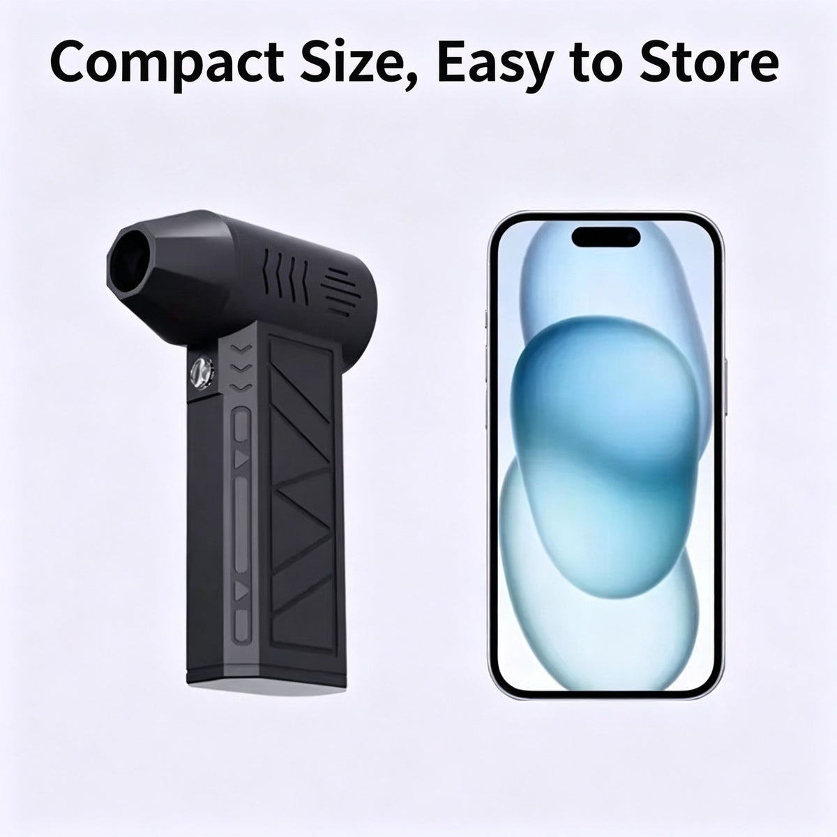 High‑Speed Brushless Mini Portable Turbo Fan, Handheld Wireless Blower for Outdoor Use, LED Light Vacuum & Blowing Function Storage Bag Packaging