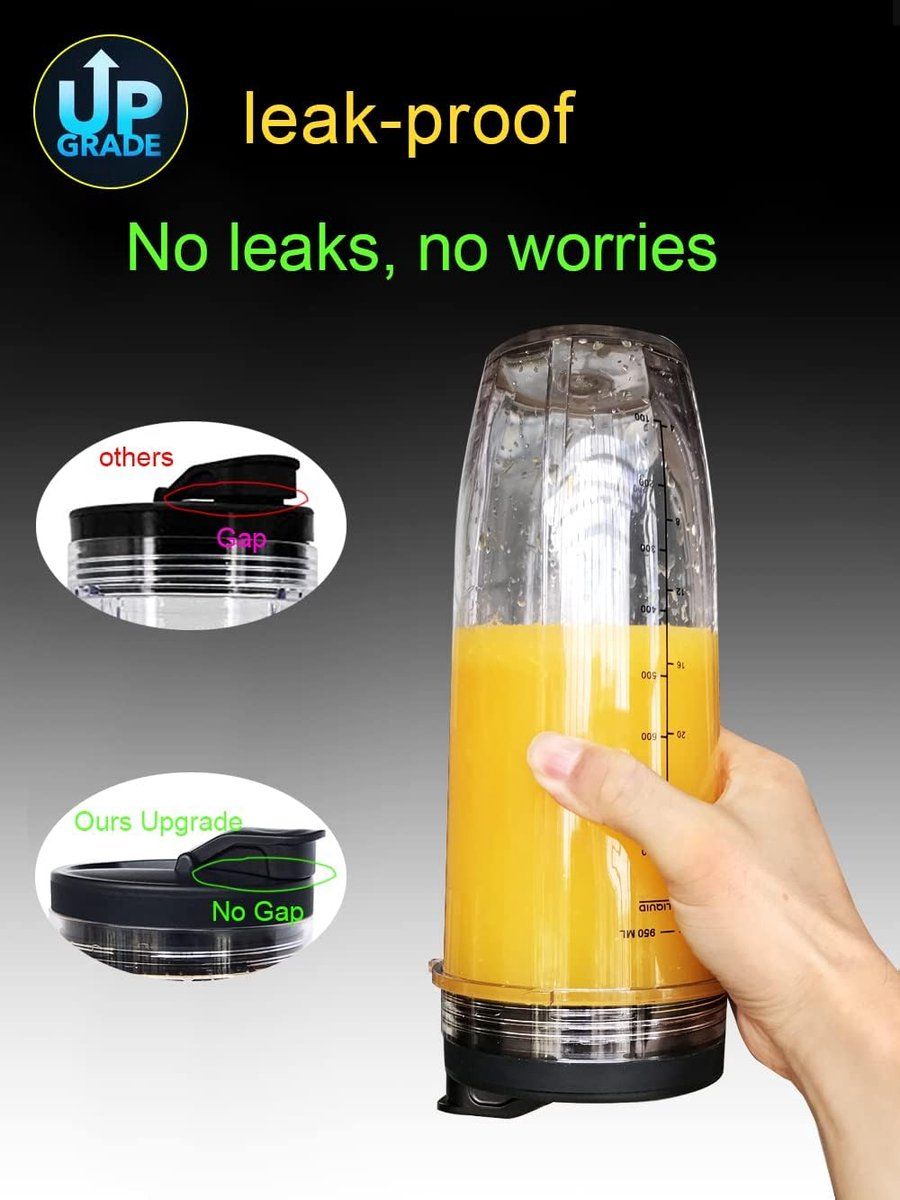 2 Pack Blender Cups Compatible with Nutri Ninja Auto IQ Series, Sip and Seal Lids, 32 oz