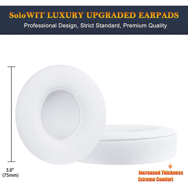CDQ Ear Pads Replacement Pads for Beats Solo 2 / Solo 3 (White)