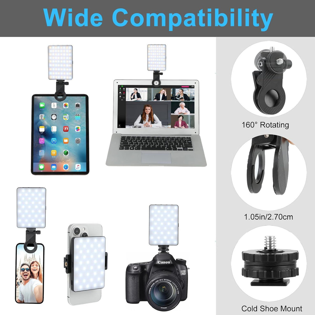 Clip On Selfie Phone Light 3 Modes 3000K to 9900K