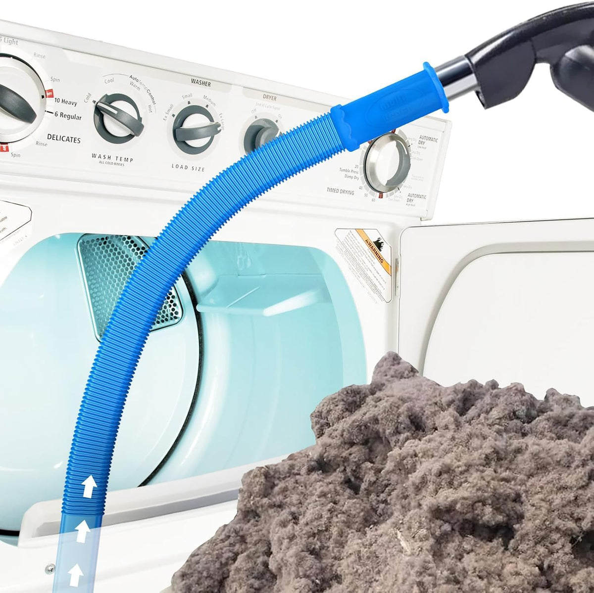 Dryer Vent Brush with Universal Vacuum Adapter Blue