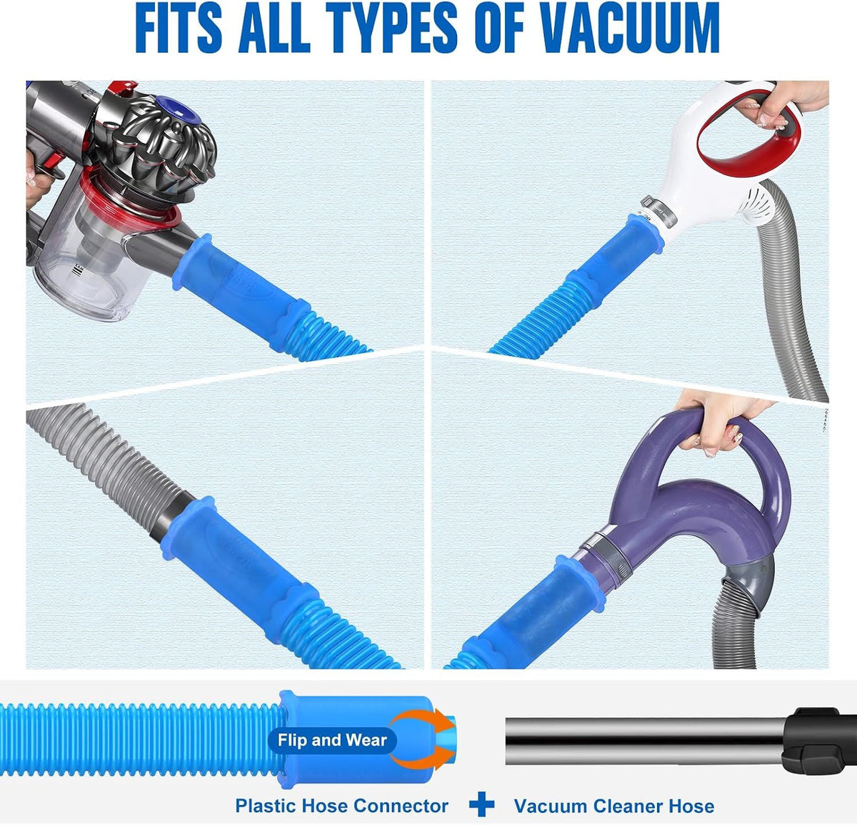Dryer Vent Brush with Universal Vacuum Adapter Blue