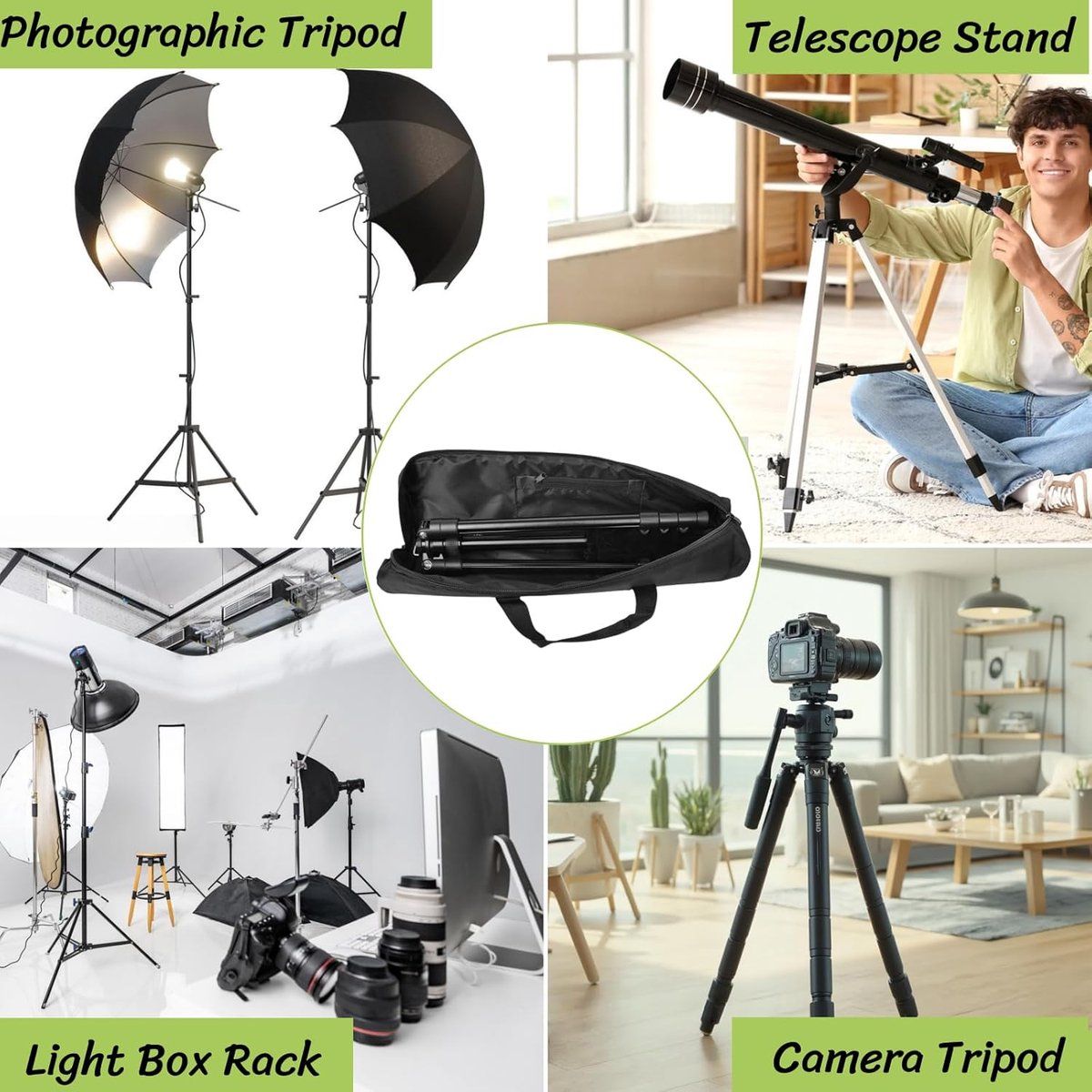 Padded Tripod Carry Bag with Shoulder Strap for Light Stands, Monopods, Softboxes and Photography Accessories, 100 x 13 cm, Black