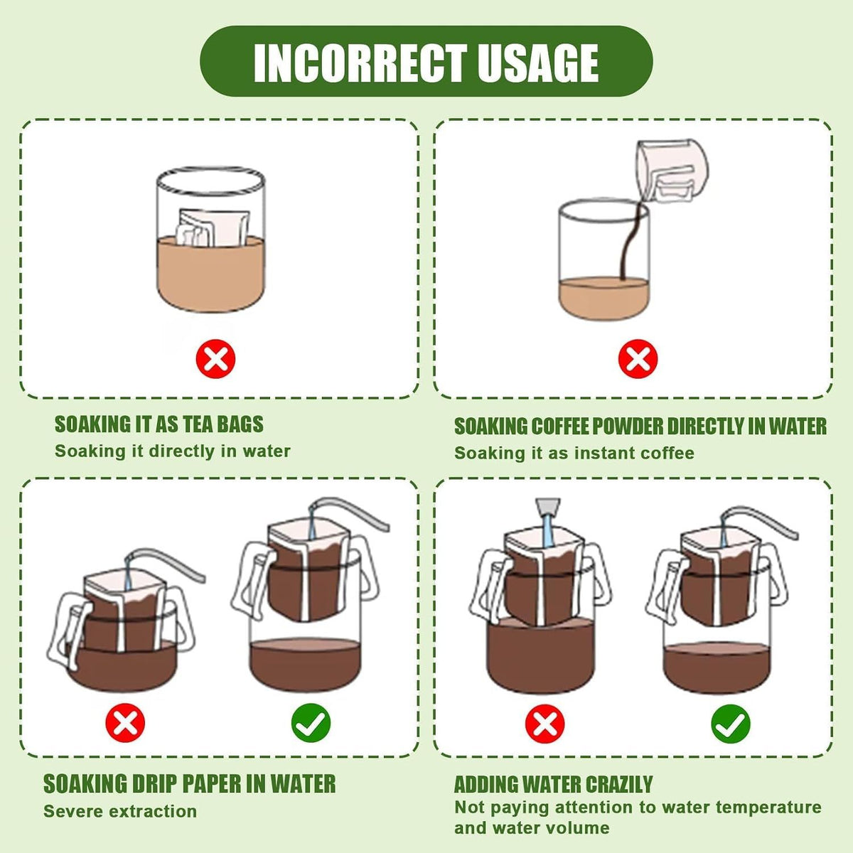 Drip Coffee Bags 50 Pack, Food Grade Disposable Hanging Ear Coffee Filters, Portable Single Serve Pour Over Pouches for Travel, Camping and Office