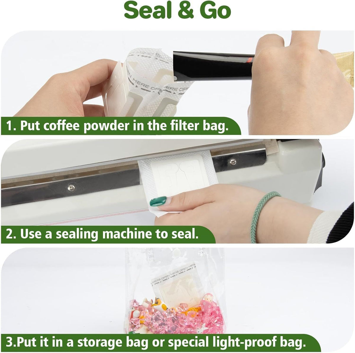 Drip Coffee Bags 50 Pack, Food Grade Disposable Hanging Ear Coffee Filters, Portable Single Serve Pour Over Pouches for Travel, Camping and Office