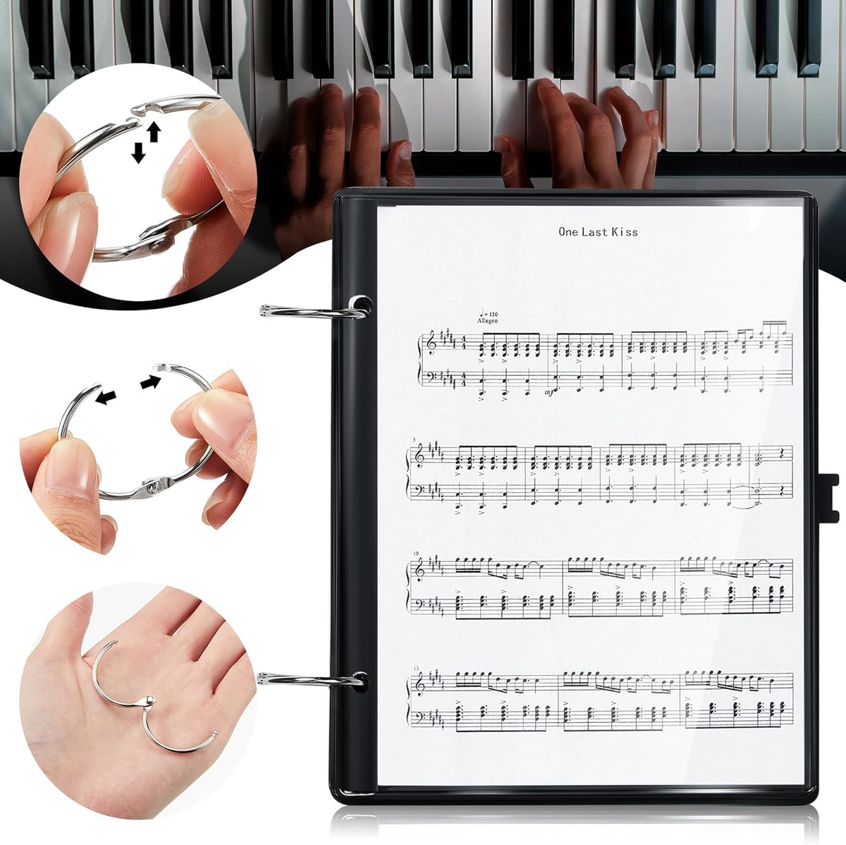 Amylove 4 Pack Music Flip Folder Marching Band Plastic Flip Folder Each with 10 Windows