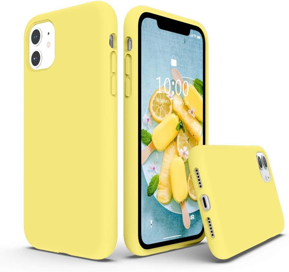 Compatible with iPhone 11 Case 6.1 inch, Thickening Design Liquid Silicone Phone Case (with Microfiber Lining) for iPhone 11 2019, Yellow