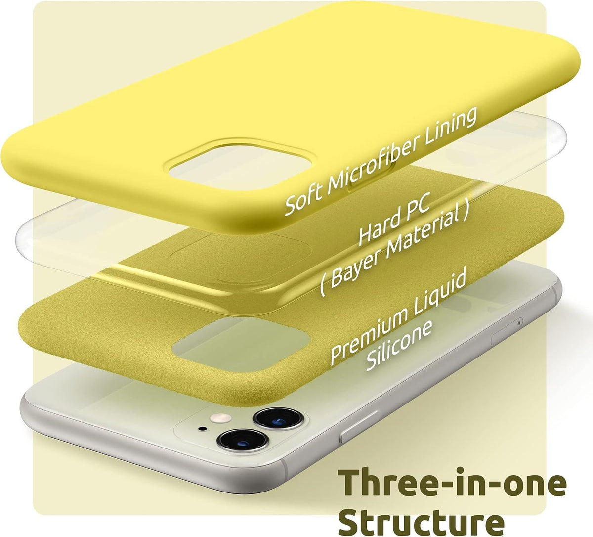 Compatible with iPhone 11 Case 6.1 inch, Thickening Design Liquid Silicone Phone Case (with Microfiber Lining) for iPhone 11 2019, Yellow
