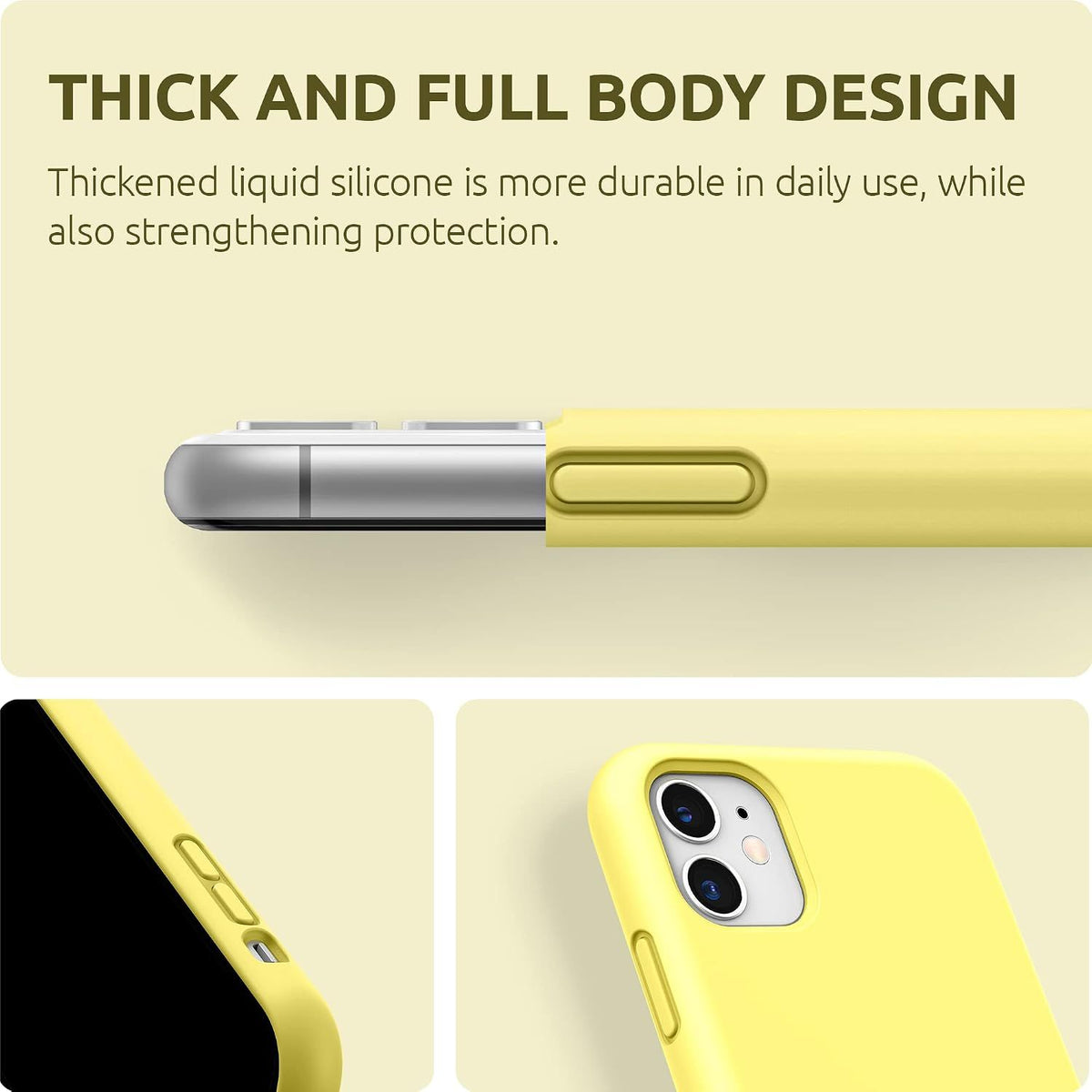 Compatible with iPhone 11 Case 6.1 inch, Thickening Design Liquid Silicone Phone Case (with Microfiber Lining) for iPhone 11 2019, Yellow