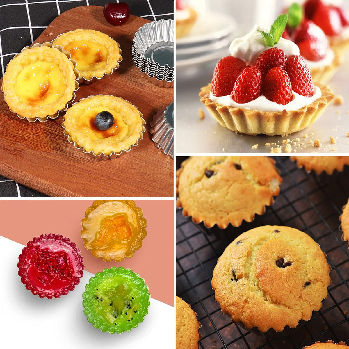 Cake Moulds for Baking Bundle, 6 Inch Angel Food Cake Pan & 20pcs Egg Tart Moulds