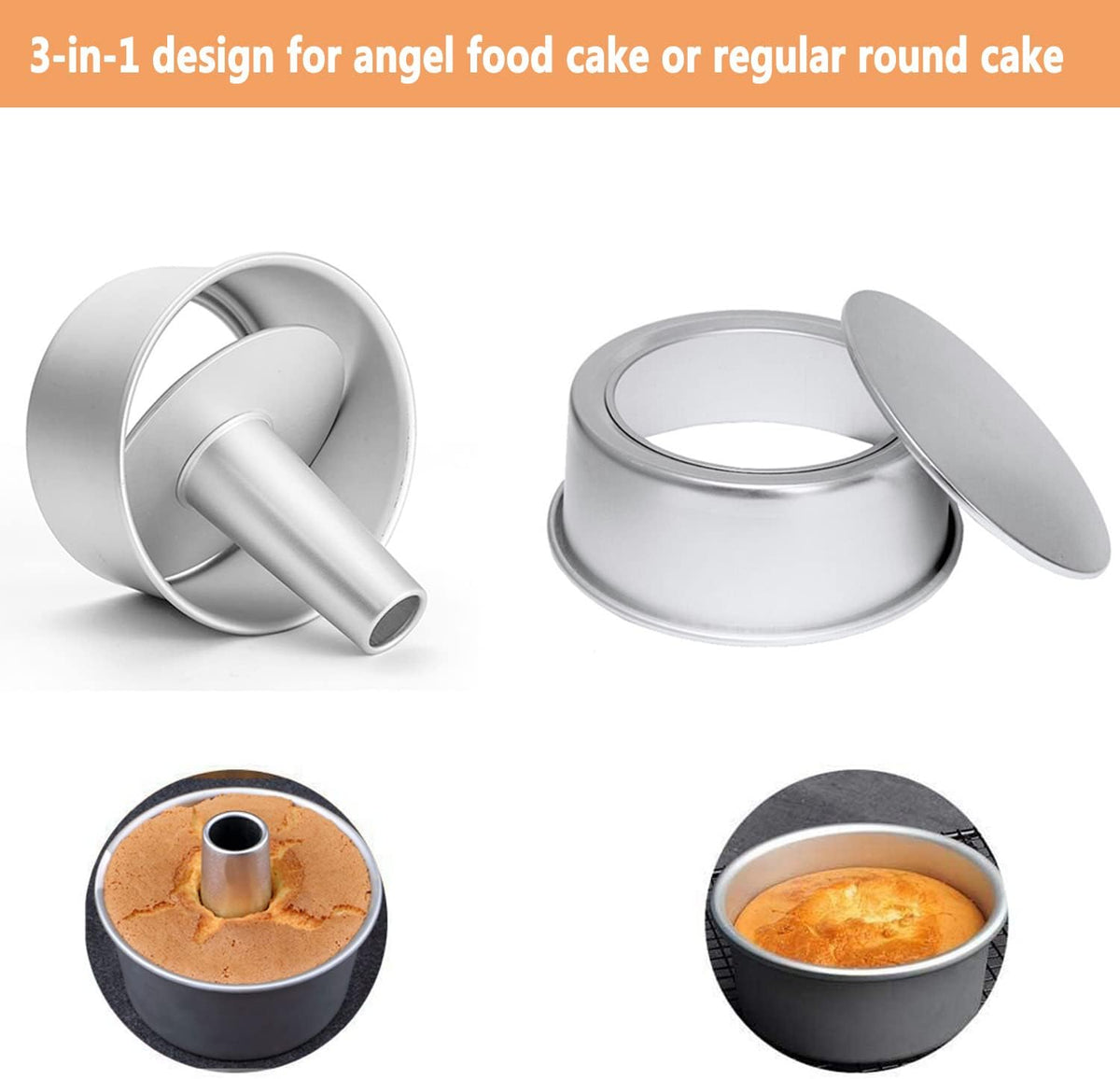 Cake Moulds for Baking Bundle, 6 Inch Angel Food Cake Pan & 20pcs Egg Tart Moulds
