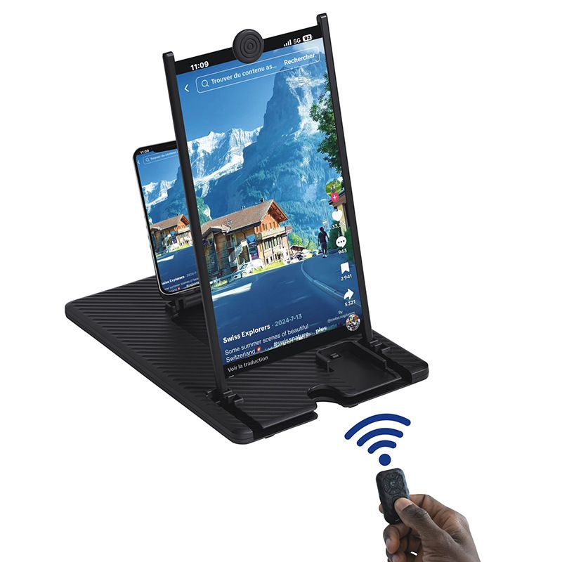 14 Inch Phone Screen Magnifier with Remote Control - Vertical HD Pull-Out Screen Amplifier for Movies, Videos and Gaming - Eye Protection Stand for Smartphones - Black