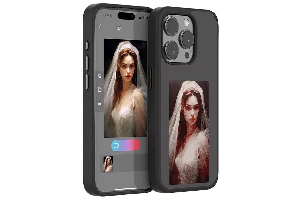 NFC E-Ink Smart Cover iPhone Ink Screen Display Digital DIY Custom Picture Phone Case -Black /
