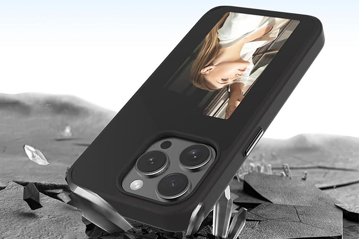 NFC E-Ink Smart Cover iPhone Ink Screen Display Digital DIY Custom Picture Phone Case -Black /