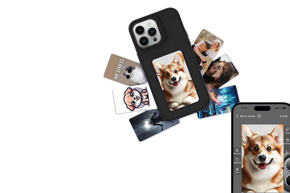 NFC E-Ink Smart Cover iPhone Ink Screen Display Digital DIY Custom Picture Phone Case -Black /