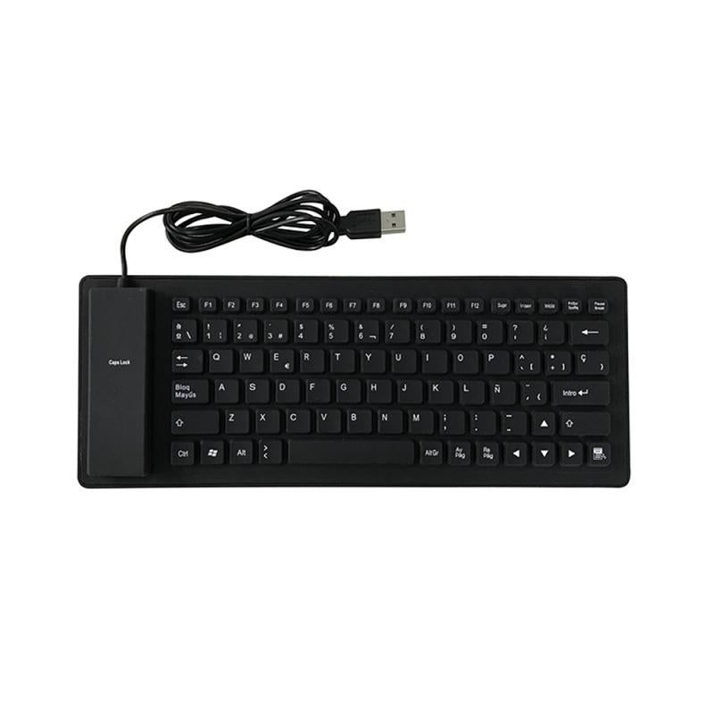 84 Key Spanish USB Wired Foldable Silicone Keyboard Waterproof for PC Laptop