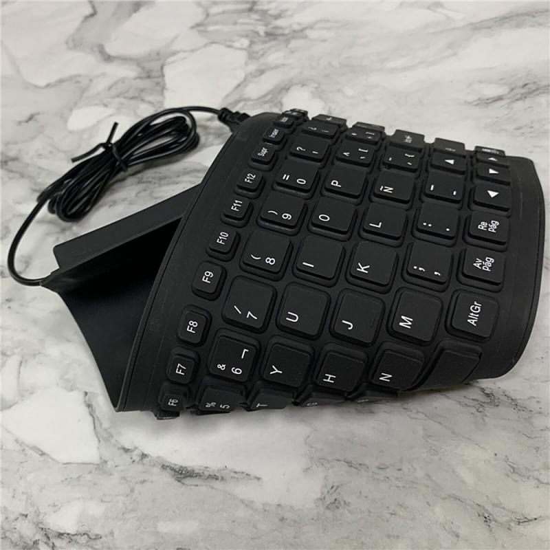 84 Key Spanish USB Wired Foldable Silicone Keyboard Waterproof for PC Laptop