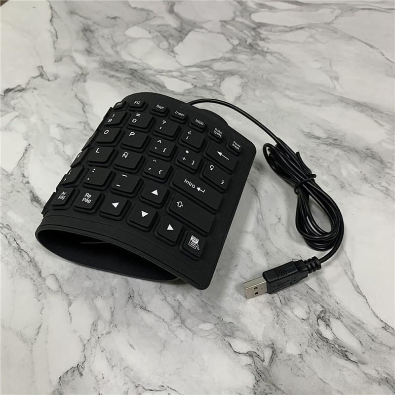 84 Key Spanish USB Wired Foldable Silicone Keyboard Waterproof for PC Laptop