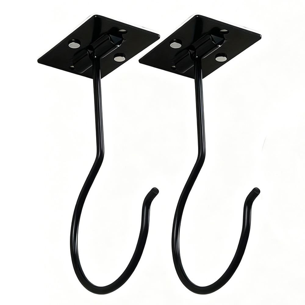 2 Pcs Self Adhesive Foldable Banana Hook for Under Cabinet Metal Holder for Kitchen - Black