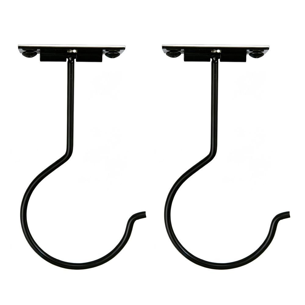 2 Pcs Self Adhesive Foldable Banana Hook for Under Cabinet Metal Holder for Kitchen - Black