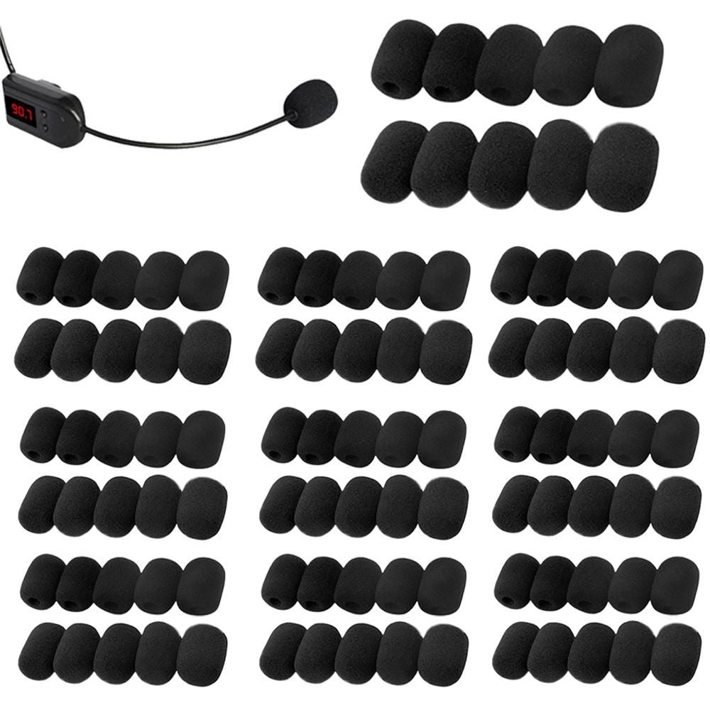 100Pcs 30x22x8MM Mini Microphone Headset Windscreen Sponge Foam Mic Cover