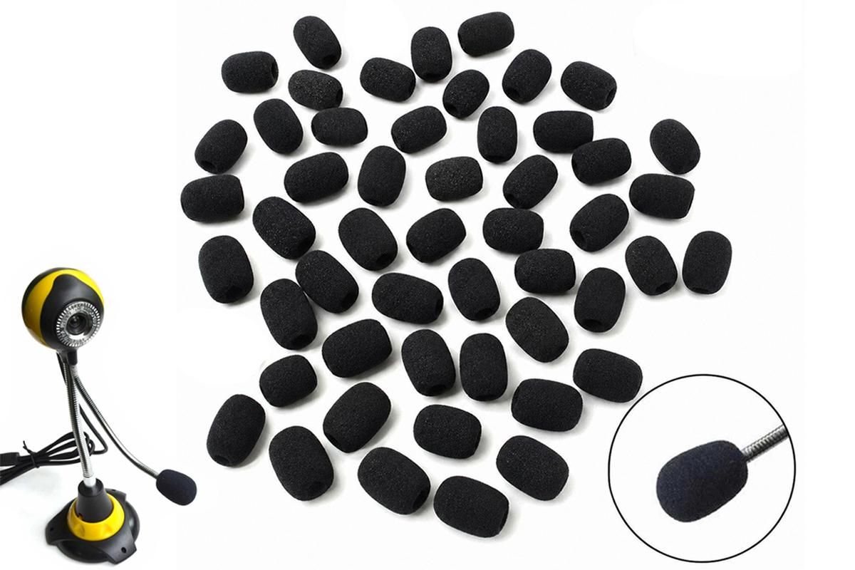 100Pcs 30x22x8MM Mini Microphone Headset Windscreen Sponge Foam Mic Cover