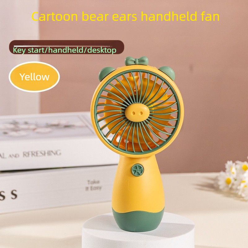 Handheld & Desktop USB Rechargeable Mini Fan-yellow