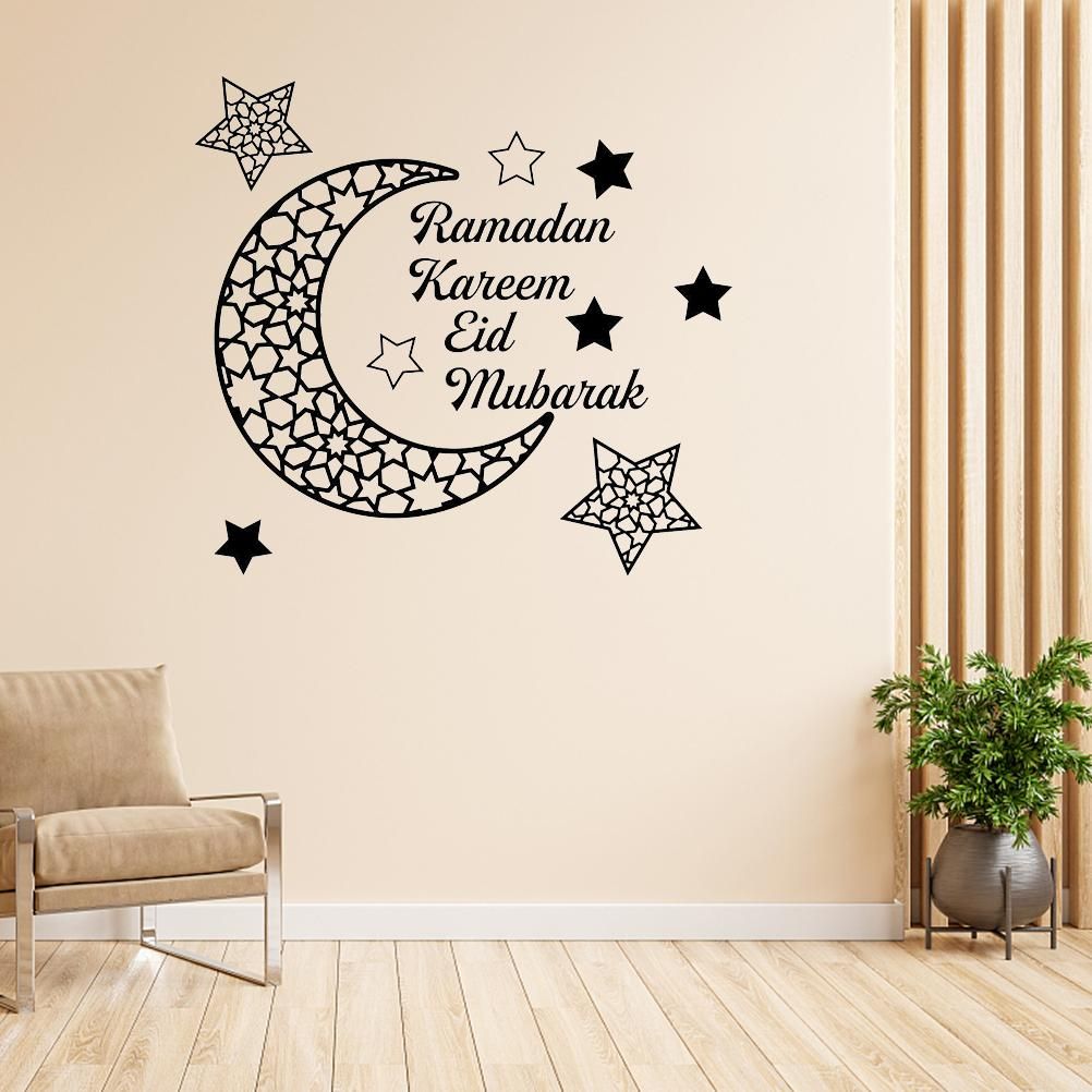 Ramadan Crescent Acrylic Mirror Sticker 3D Self Adhesive Wall Sticker for Doors Windows Closets