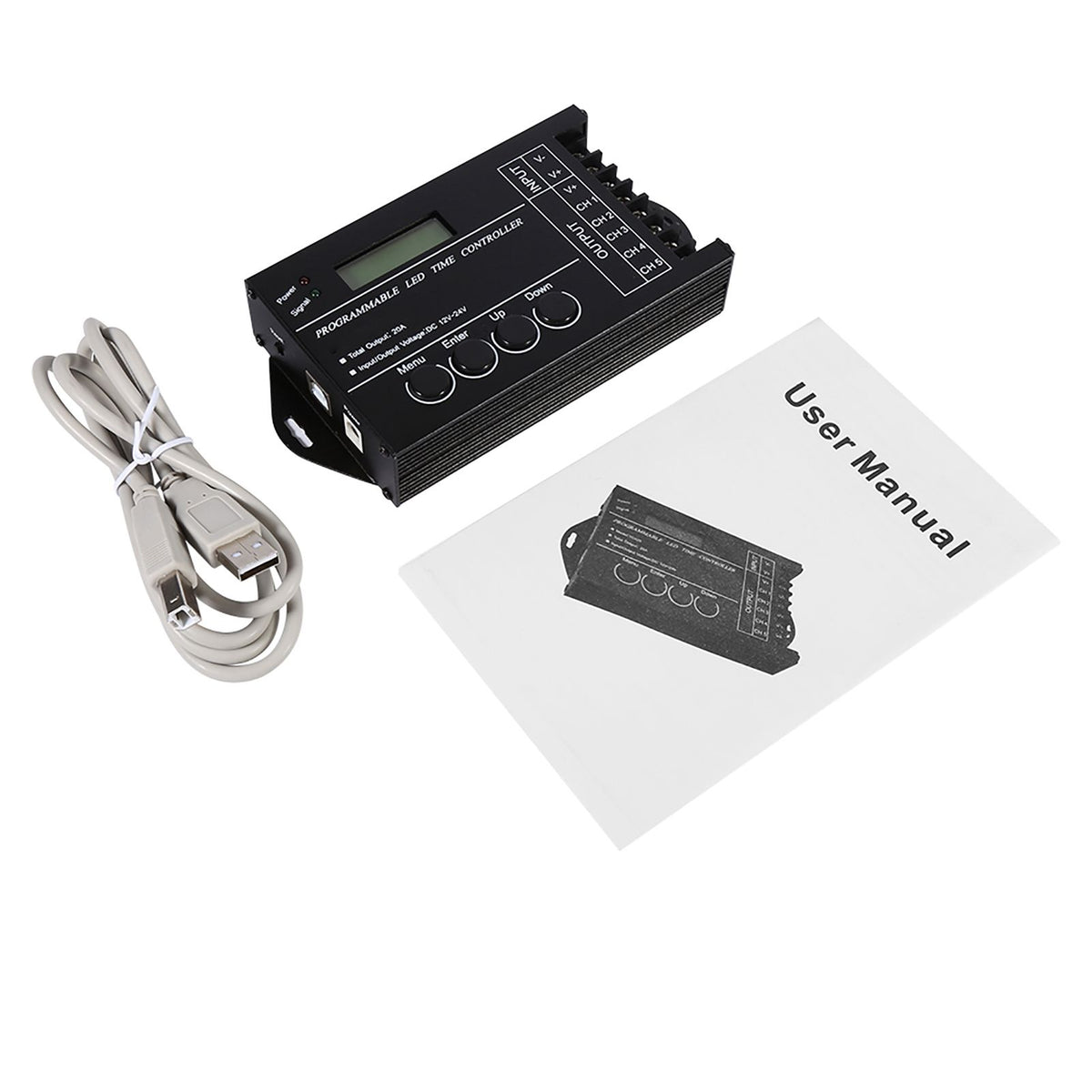 DC12/24V 20A Programmable LED Time Controller 5 Channels Color Adjustable With CD USB Cable
