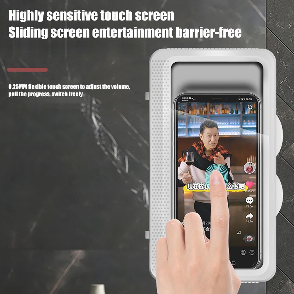 Wall Mount Phone Stand Waterproof Phone Holder Touchable Screen Storage Box for Home Kitchen Bathroom Office
