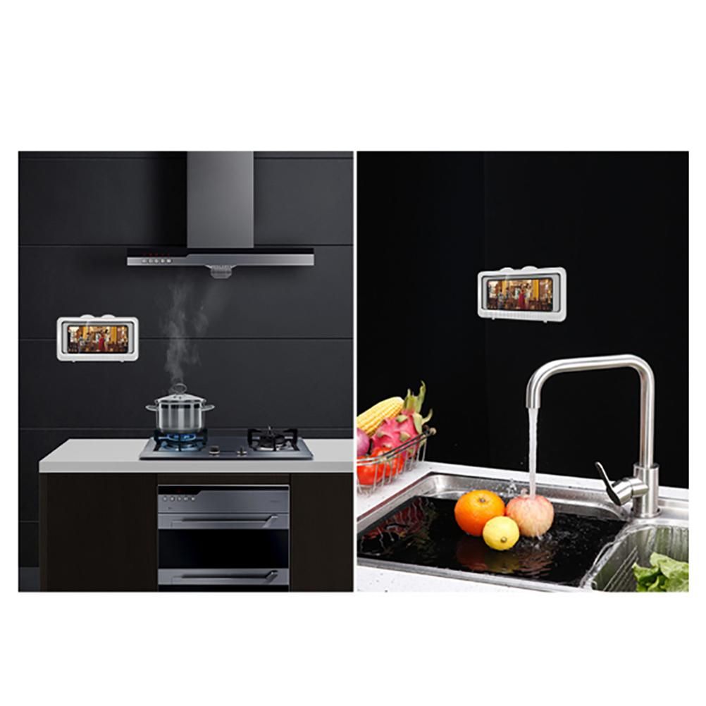 Wall Mount Phone Stand Waterproof Phone Holder Touchable Screen Storage Box for Home Kitchen Bathroom Office