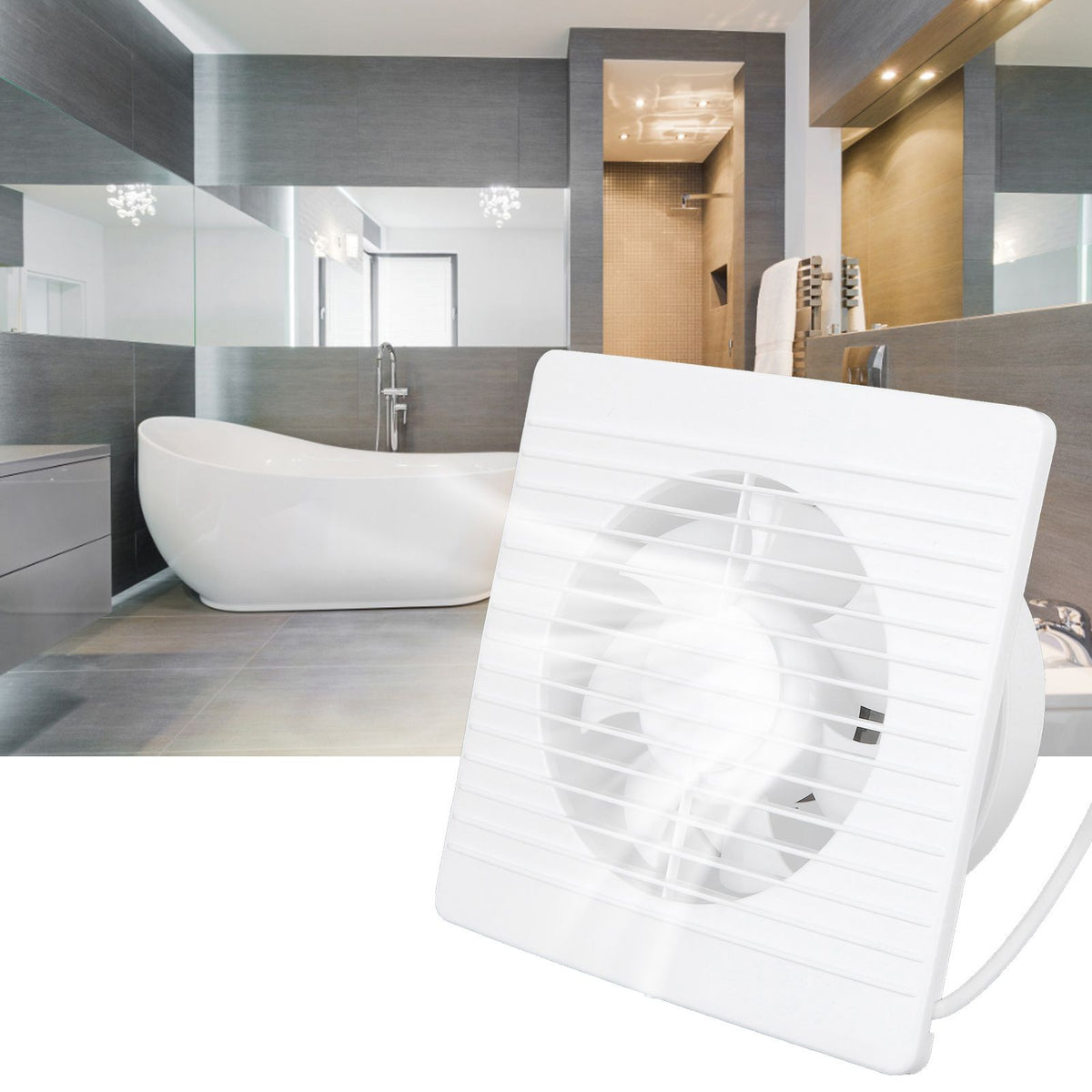 WallMounted Exhaust Fan 7Blades Ventilation Fan with Check Valve for Kitchen Bathroom