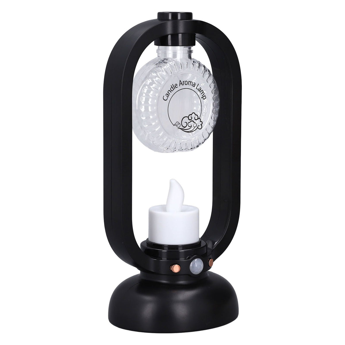 Essential Oil Diffuser 50ml Motion Sensing USB LED Retro Candlelight Ultrasound Cool Mist Humidifier Aroma Diffuser for Bedroom Office Black