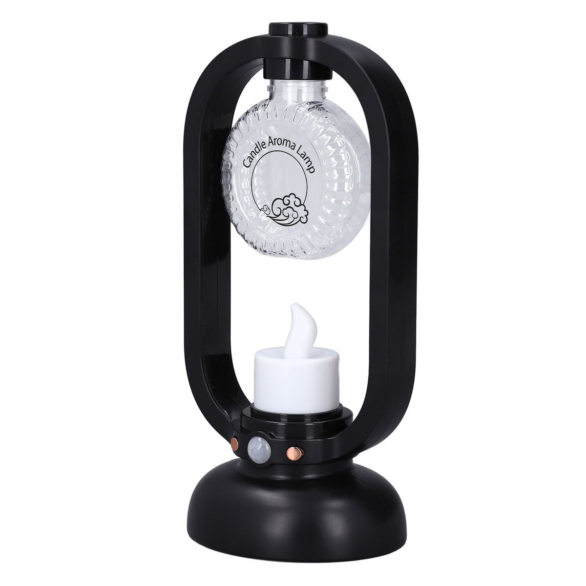 Essential Oil Diffuser 50ml Motion Sensing USB LED Retro Candlelight Ultrasound Cool Mist Humidifier Aroma Diffuser for Bedroom Office Black