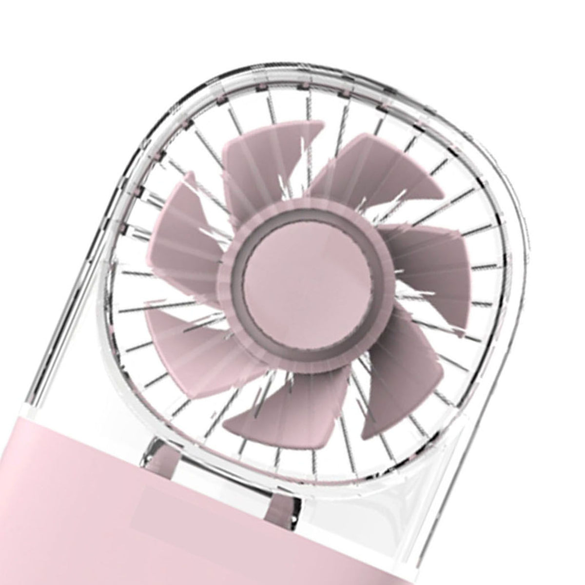 Portable Handheld Fan Mini Desk Foldable Necklace USB Rechargeable Personal Fan Transparent Pink