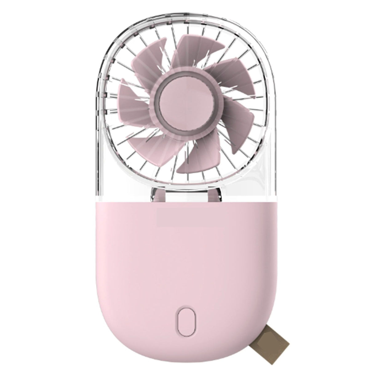 Portable Handheld Fan Mini Desk Foldable Necklace USB Rechargeable Personal Fan Transparent Pink