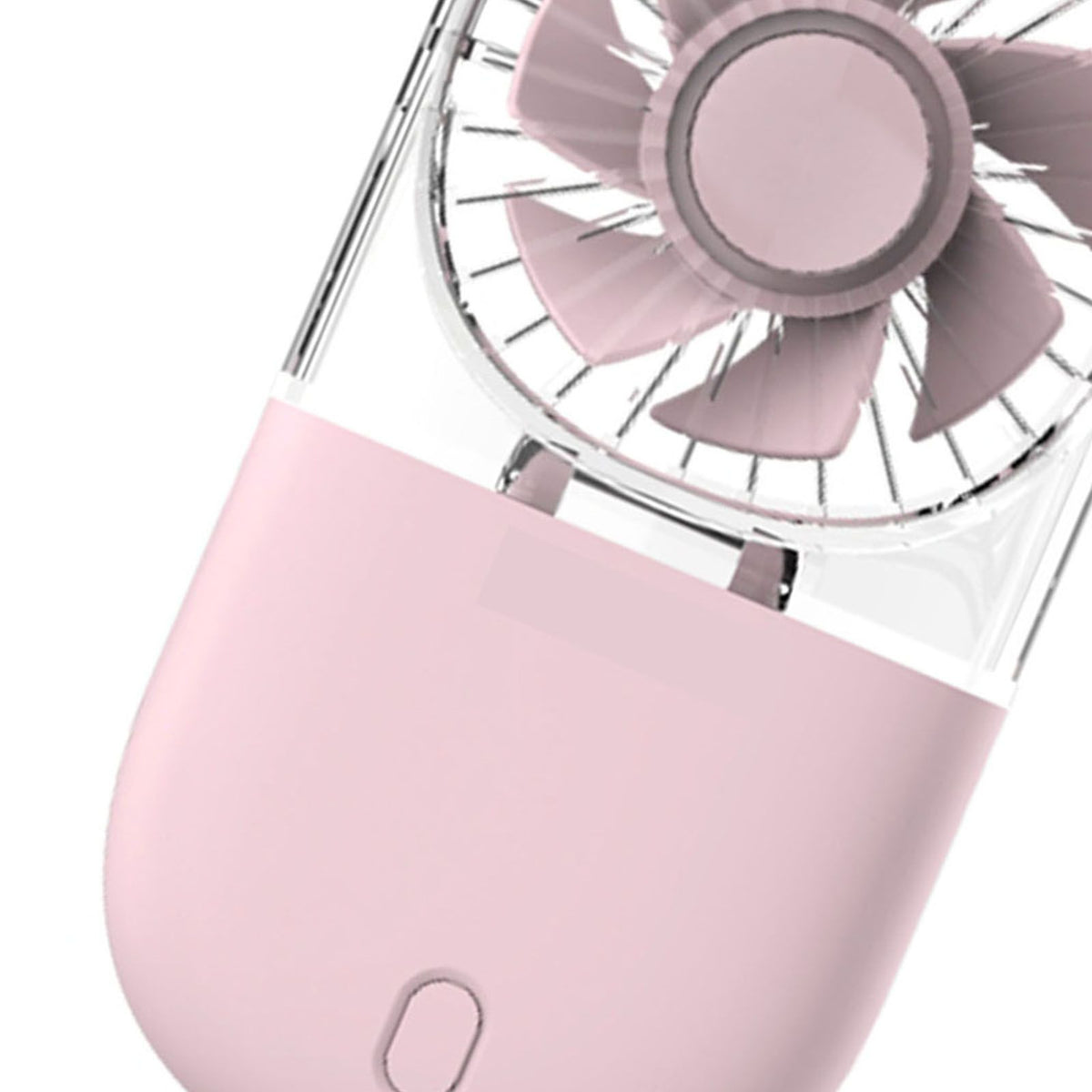 Portable Handheld Fan Mini Desk Foldable Necklace USB Rechargeable Personal Fan Transparent Pink