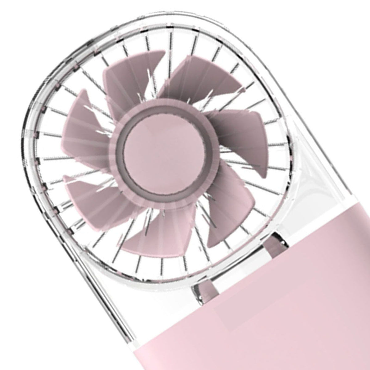 Portable Handheld Fan Mini Desk Foldable Necklace USB Rechargeable Personal Fan Transparent Pink