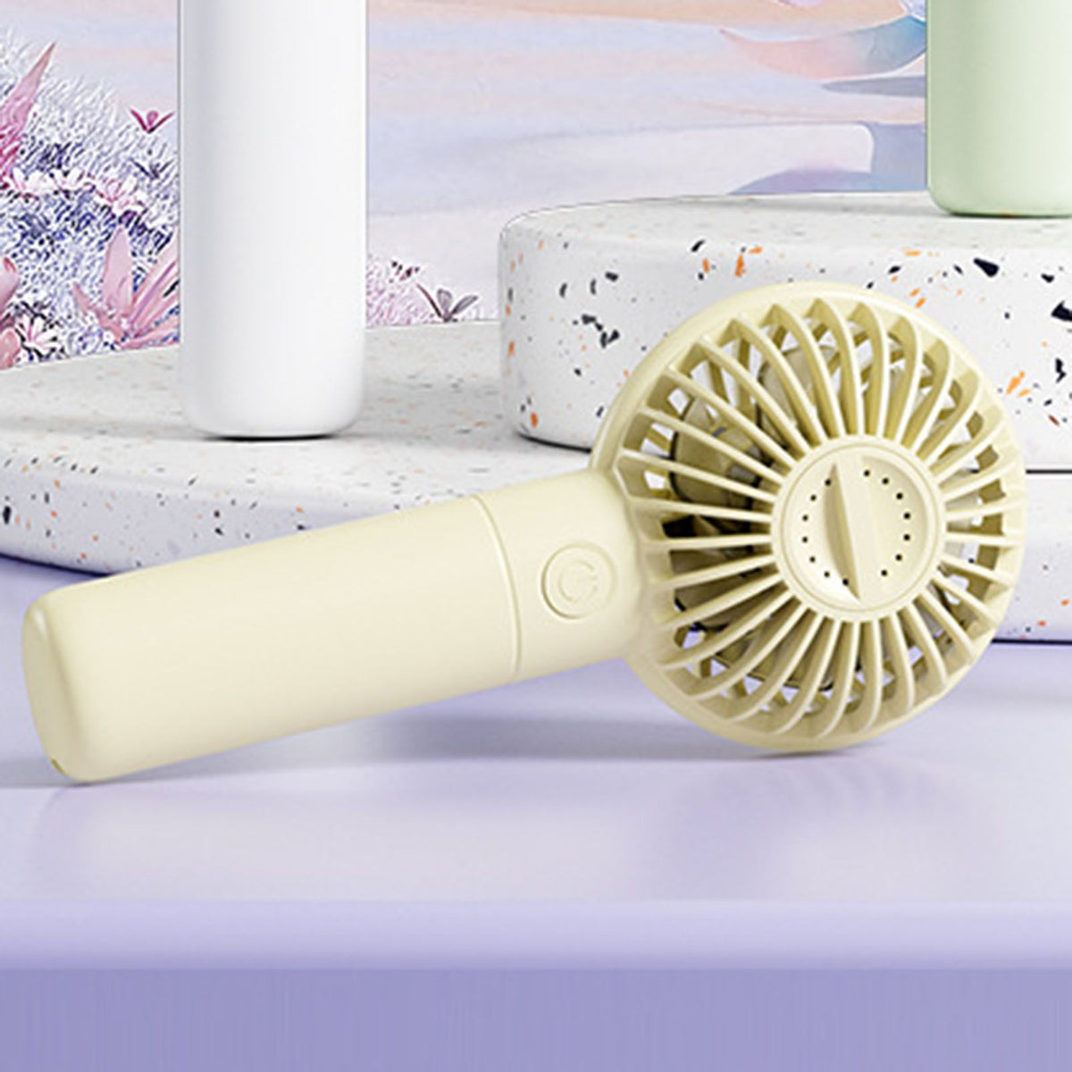 Portable Handheld Fan Quiet USB Rechargeable Multiple Speed Settings Handheld Pocket Fan for Students Yellow