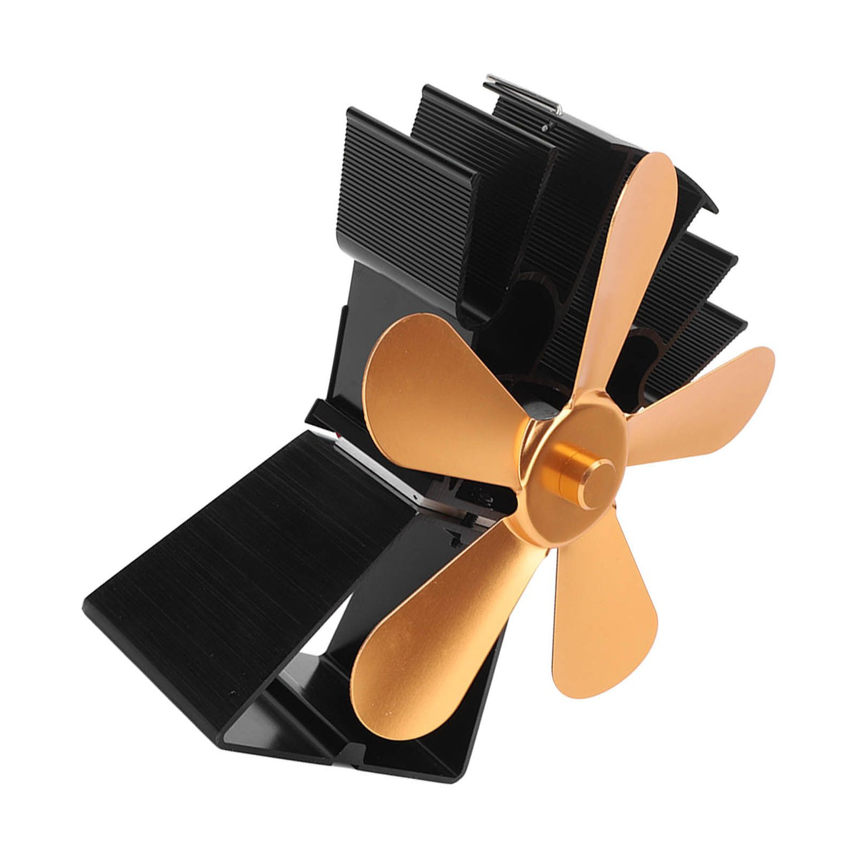 5 Blade Fireplace Fan Trapezoidal Base Heat Powered Stove Fan Thermoelectric Thermal Fan for Kerosene Stoves Wood Stoves Gold