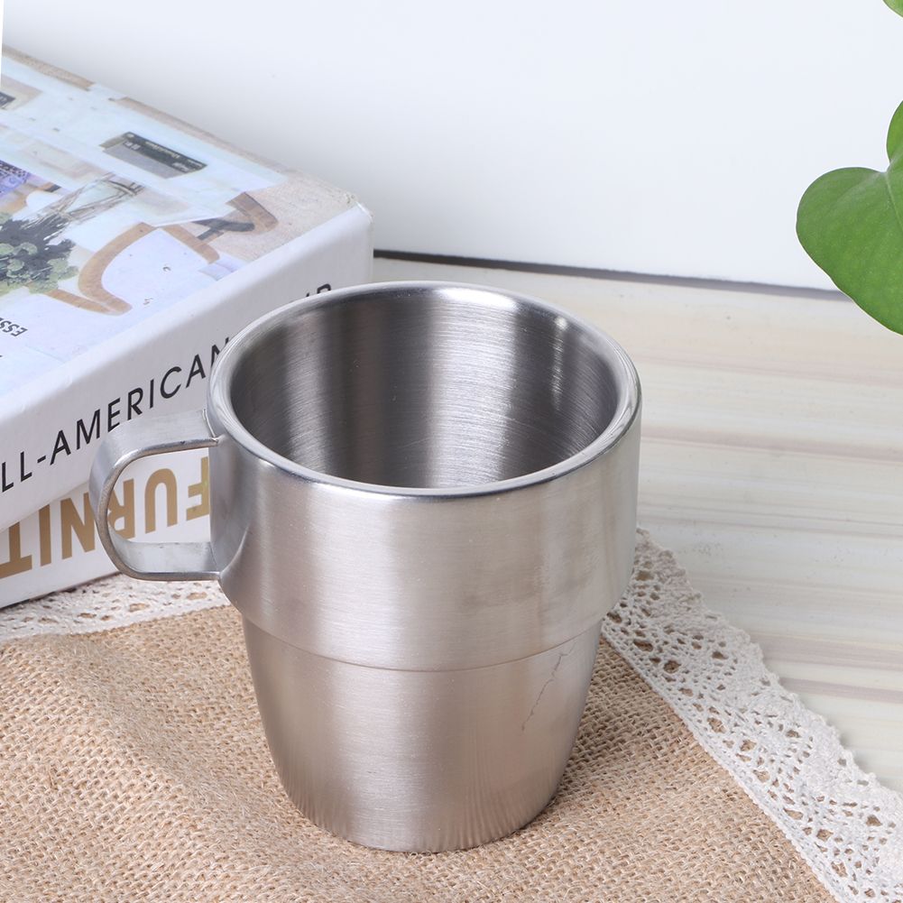 Household 304 Stainless Steel Double Layer Coffee Cup Mug with Handle for Coffee Shop 300ml