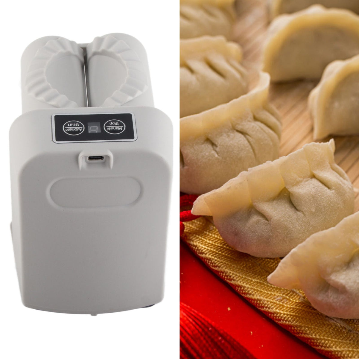 Electric Dumpling Maker Machine Automatic Easy Dumpling Machine with Spoon Brush Household Automatic Dumpling Wrapper Tool Grey