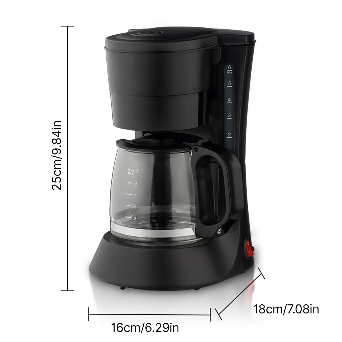 Electric Coffee Maker Drip Coffee Machine with 600ml/20.3oz Coffee Pot Espresso Maker 600W Heating Coffee Tea Pot with Anti-drip Function Ergonomic Handle Visible Pot Marked with Scales