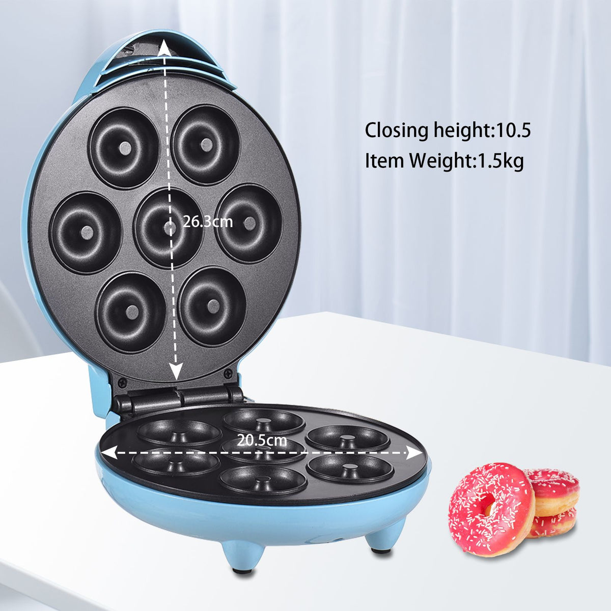 Aoresac 1200W Non-stick Donut Maker Mini Doughnut Maker Machine Easy Clean Plates Cool Touch Handle LED Indicator for 7 Mini Donuts