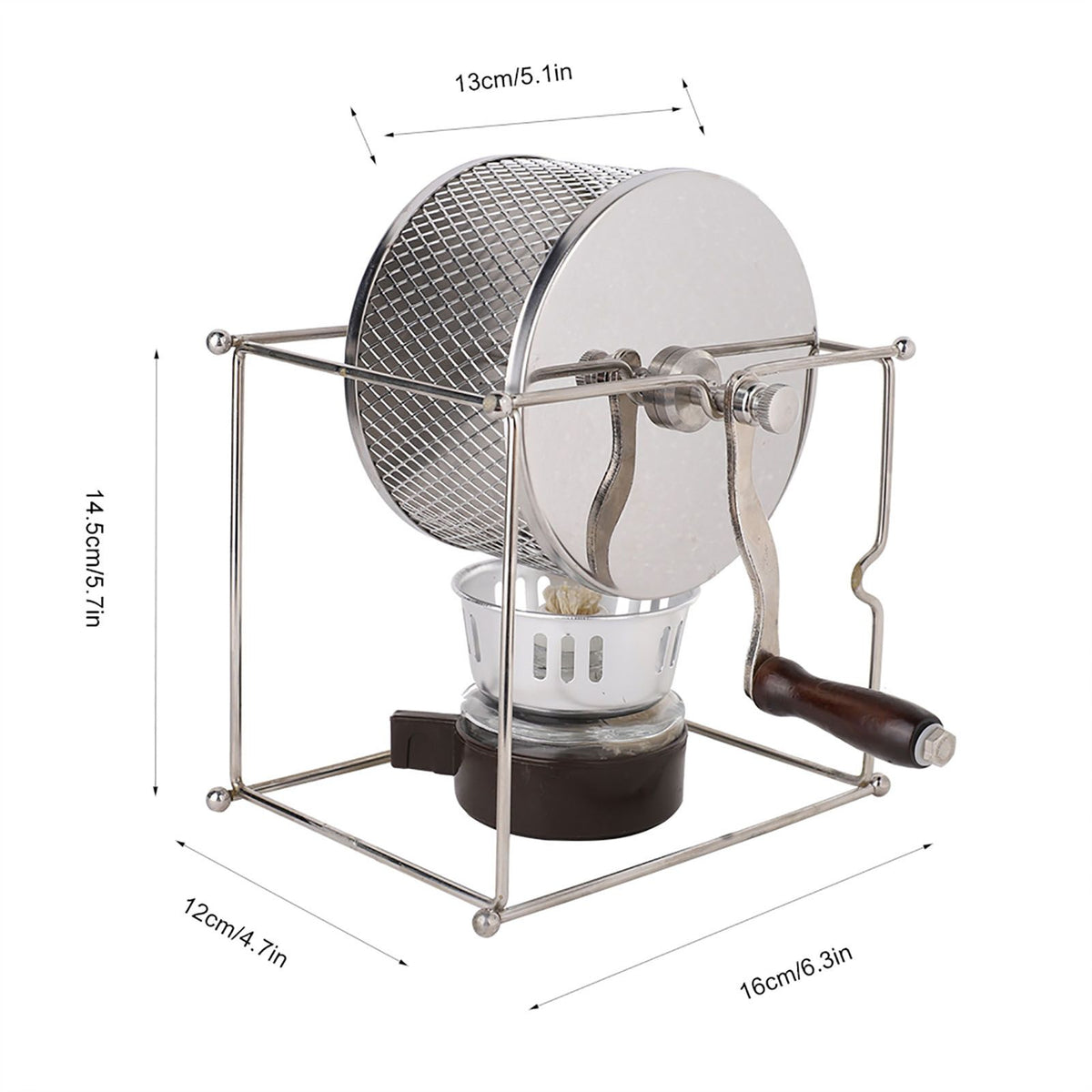 1Pc Mini Manual Coffee Beans Roasting Machine DIY Stainless Steel Rollers with Handle