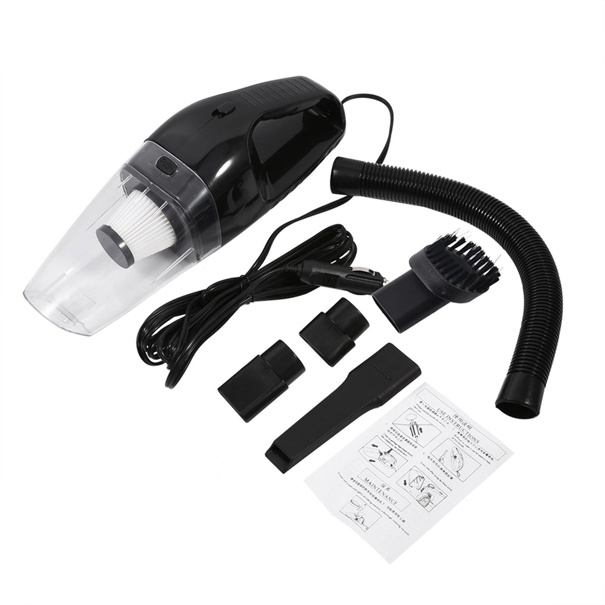 Useful 12V 120W Portable Handheld Wet & Dry Auto Car Vacuum Cleaner With 5m Cable (Black)
