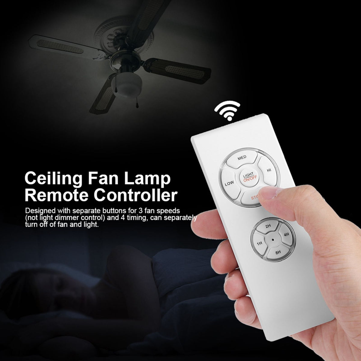 4 Timing 3 Speeds Universal Ceiling Pendant Fan Lamp Wireless Remote Controller Kit