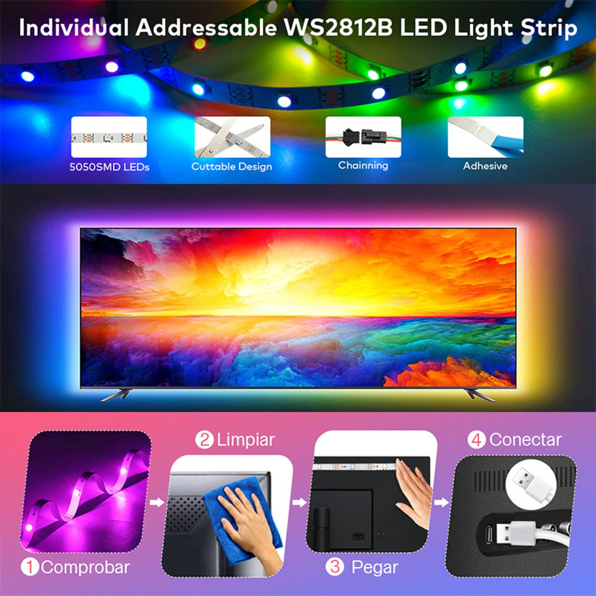 RGB Light Strip Desktop Ambience 5V Phantom USB Light Strip
